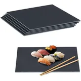 Relaxdays 6er Set, 40 x 30 cm, Servieren von Käse & Desserts, Servierplatte zum Beschriften, anthrazit