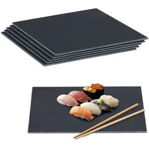 Relaxdays 6er Set, 40 x 30 cm, Servieren von Käse & Desserts, Servierplatte zum Beschriften, anthrazit