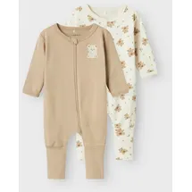 NAME IT Schlafoverall NBNNIGHTSUIT 2P ZIP FF JET BEAR NOOS (Packung, 2-tlg) blau 62 EU