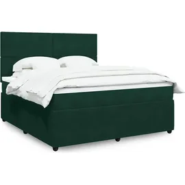 vidaXL Boxspringbett mit Matratze Dunkelgrün 180x200 cm Samt