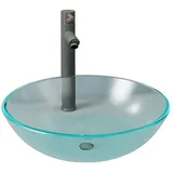 vidaXL Badezimmer Waschbecken Wasserhahn Ablaufgarnitur aus mattiertem, gehärtetem Glas