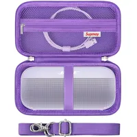 Supmay Harte Tragetasche für Bose SoundLink Flex Bluetooth-Lautsprecher, Reisetasche mit Reißverschluss-Netztasche für USB-C-Kabel, Anleitungen und anderes Zubehör, Violett + Lila