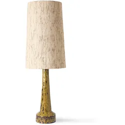 HKliving - Retro Tischleuchtenfuß, H 62 cm, mustard + Lampenschirm Seide, Ø 36 cm, natur