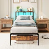 IRONCK Bett 90x200, Jugendbett mit Metall-Lattenrost Unterbettaufbewahrung