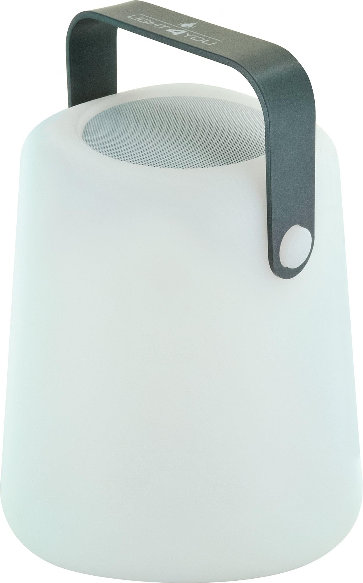 SCHWAIGER 661767 Tragbare Tischleuchte Bluetooth Lautsprecher Akku RGB LED Nachttischlampe Außenlicht Outdoor Gartenlampe Musiklautsprecher Henkel 10W spritzwassergeschützt