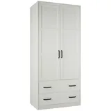 Drehtürenschrank aus Kiefer teilmassiv in Weiß