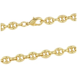 Tony Fein Goldkette Kaffeebohnenkette 585 Vergoldet 7 mm, Made in Italy für Damen und Herren