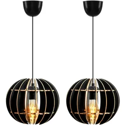 WellHome 2er-Set Deckenlampen 60cm in Schwarzem Design Esfera