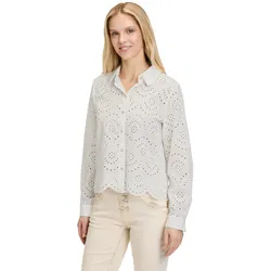 Spitzenbluse CARTOON "Cartoon Spitzenbluse mit Knopfleiste", Damen, Gr. 36, weiß, Obermaterial: 100% Baumwolle., modisch, gerade normal, Rundhals, Langarm, Blusen