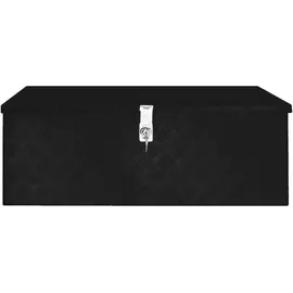 deluke DELUKE® Aluminiumbox mit Deckel Abschließbar Alubox Deichselbox Alu Anhängerbox Werkzeugkiste Transportbox Metallkiste, 90x47x33,5cm Schwarz