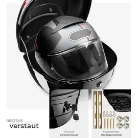 Tectake tectake® Motorradkoffer Sergej Volumen 22 l, großer Reflektor Schwarz