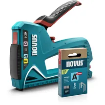 Novus Tools J-29 030-0460 Handtacker Klammerntyp Typ 53F, Typ 53, Typ 37, Typ 11 Klammernlänge 6 │ 3-in-1 Profi-Tacker für Holz mit Metall-Gehäuse und Schlagkrafteinstellung │ Für Feindraht- und Flachdrahtklammern 6-14 mm und Nägel 16 mm