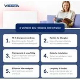 Viesta VIESTA® F450 Infrarot Wandheizung mit TH10 Thermostat – flaches Carbon Crystal Heizpaneel – elektrische Infrarotheizung zur Wandmontage - Weiß