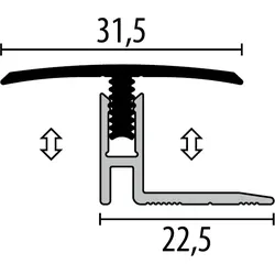 Parkettfreund Uno-Click-Parkett-Übergangsprofil PF 561 F6 bronze 1000x31,5 mm - 12 - 17 mm Aluminium eloxiert mit glatter Oberfläche