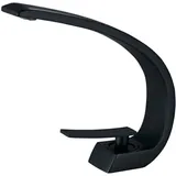 Gebogene Einloch-Doppelgriff-Armatur für Warm- und Kaltwasser, Wasserfallarmatur, Waschtischarmatur, mattschwarze Waschtischarmatur