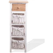 Mobili Rebecca – Hochkommode Schublade 4 Rattankörbe Paulownienholz, Beige Badezimmer 85x31x27
