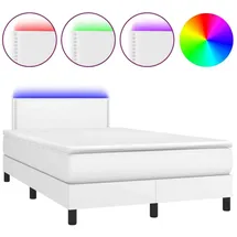 vidaXL Boxspringbett mit Matratze & LED Weiß 120x200 cm Kunstleder
