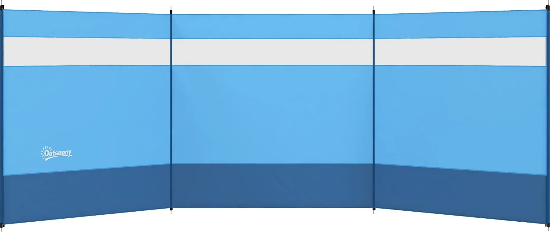 Outsunny Windschutz faltbar Camping Sichtschutz mit Lichtquellenfenster Heringen Seilen Windfang Zaun Strandwindschutz Strandschutz für Camping Garten, Strand, Terrasse 440 x 140 cm Blau   Aosom
