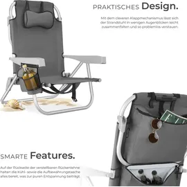 Tectake Aluminium Strandstuhl Grau