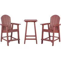 Beliani Balkonset Rot Kunstholz 3-Teilig Quadratischer Balkontisch mit 2 Stühlen Muskoka Adirondack Stil Outdoor Terrasse Garten Ausstattung - Rot