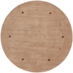 Wollteppich CARPETFINE "Gabbeh Uni", beige, H:15mm Ø:80cm, Wolle, Teppiche, reine Wolle handgewebt, Gabbeh Tiermotiv warmes Raumklima viele Größen