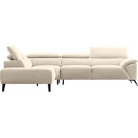 Nicoletti Home Ecksofa, Breite 287 cm, verstellbare Kopfstütze, Ottomane links oder rechts beige