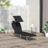 Sonnenliege Gartenliege Wellnessliege Strandliege Klappbar Mit Sonnenschutz Schw