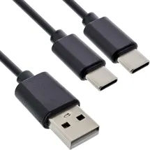 InLine InLine® USB 2in1 Y-Ladekabel, 1x USB-A Stecker an 2x USB-C Stecker, schwarz 2m