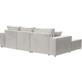 Fun Möbel Ecksofa Sofa ALVARO inkl. QI Ladegerät Stoff Opera Velvet Petrol Ottomane Links - Grün