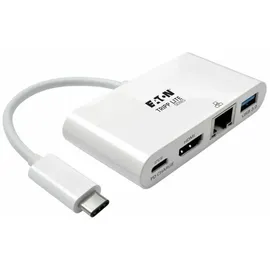 Tripp Lite U444-06N-HGU-C USB-C Multiport Adapter – HDMI, USB 3.x (5 Gbps) Nabenanschluss, Gigabit Ethernet, 60 W PD-Aufladung, HDCP, Weiß, 1920... - Weiß
