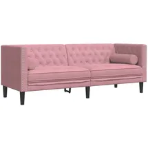 vidaXL Chesterfield-sofa mit Nackenrollen 3-sitzer Rosa Samt
