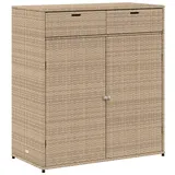 vidaXL Gartenschrank, Geräteschrank mit viel Stauraum, Beistellschrank Schrank mit Türen, Balkonschrank Terrassenschrank, Beige Poly Rattan