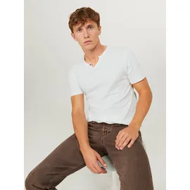 JACK & JONES SPLIT NECK TEE weiß XL