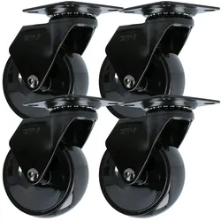 MS Beschläge 4er Set Kugelgelagert Möbelrolle Schwarz Kunststoffrolle 75mm Transportrolle