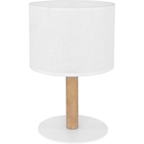 Licht-Erlebnisse Nachttischlampe Stoff Holz rund 35cm Modern SEYA Wohnzimmer Bett Lampe Licht