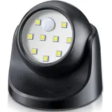 LED-Außenstrahler, Außenstrahler mit Bewegungsmelder, kabelloser LED-Außenstrahler, 150 Lumen, abnehmbare Kugel, 360 Grad drehbar und neigbar,
