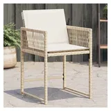 vidaXL Gartenstühle mit Kissen 4 Stk. Beige Poly Rattan