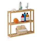Relaxdays Badregal, Bambus, 3 Ablagen, höhenverstellbar, HBT: 54 x 60 x 15 cm, Bad & Küche, schmales Hängeregal, natur