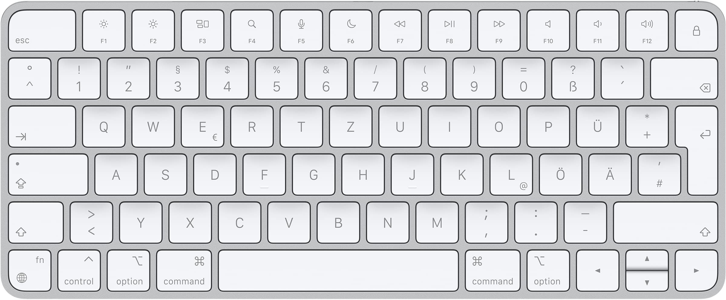 Apple Magic Keyboard: Bluetooth, wiederaufladbar. Kompatibel mit Mac, iPad oder iPhone; Deutsch, Silber