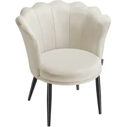 TECTAKE Sessel Stella, dicke Polsterung, 67x64x76cmSamt creme/schwarz