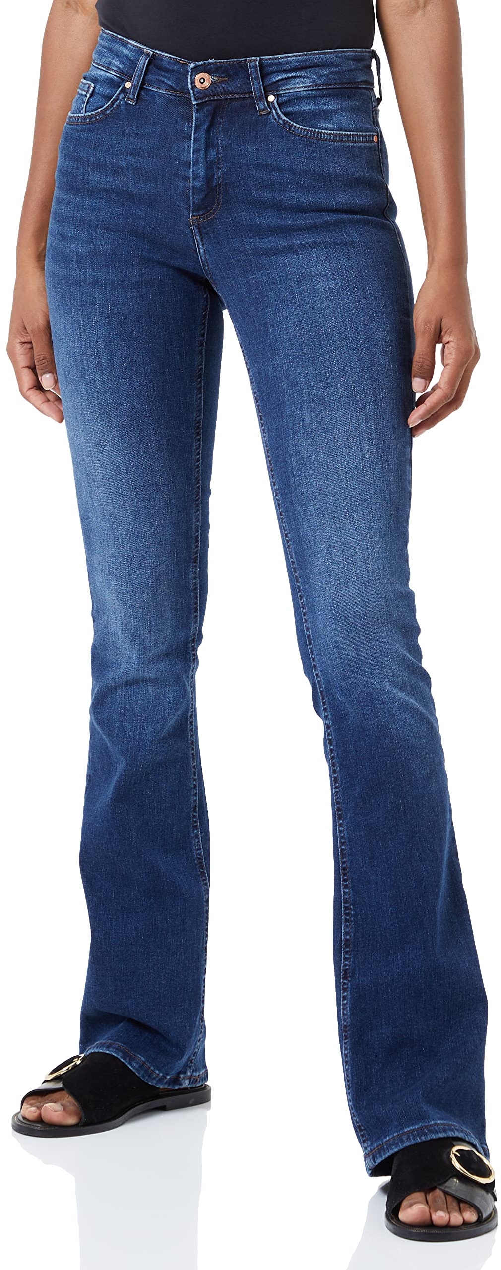 ONLY Damen Onlblush Mid flared Dnm Tai021 Noos Jeans, Dark Blue Denim, L / 30L EU