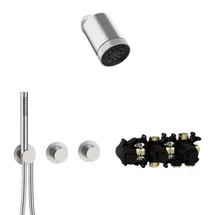 Herzbach MODUL7 Duschsystem T-SP3 mit Thermostat Edelstahl matt gebürstet 70.702721.1.09