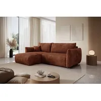 GOLDSTOFF Ecksofa L-Form | Modernes Schlafsofa mit Schlaffunktion & Bettkasten | Eleganter Cord-Bezug in 10 Farben | Komfortables Eckschlafsofa - Beige/Grau