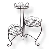 Crispe Blumenständer Blumenregal Blumentreppe mit 3 Etagen - zusammenfaltbar - Pflanzregal Pflanzenständer aus Metall - Höhe 56 cm - sehr stabil (Braun)