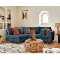 Rune – ecksofa links – 4-sitzer – aus bouclé-stoff - nachtblau
