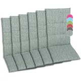 GO-DE Textil Bequeme und attraktive Polsterauflagen für Hochlehner-Gartenstühle (6er-Set, meliert grün, Hochlehner)