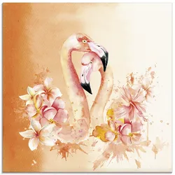 Artland Glasbild »Orange Flamingo in Love- Illustration«, Vögel, (1 St.), in verschiedenen Größen Artland Farbe Bild(er): orange