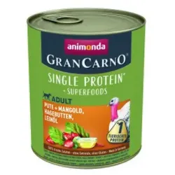 animonda GranCarno Adult Superfoods Pute & Mangold, Hagebutten, Leinöl 24x800 g