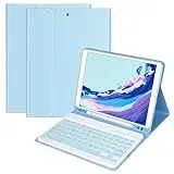 Tastatur Hülle 10.2 Zoll für IPad 9th Gen 2021/8th Gen 2020/7th Gen 2019/IPad Air 3 Gen 2019/IPad Pro 10.5 2017, Magnetisch Bluetooth Abnehmbare QWERTZ Deutscher Tastatur mit Schützhülle(Blau)