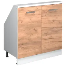 Vicco Kommode + Sideboard, Dachschrägenschrank Rion, Goldkraft Eiche/Weiß, B80 x T46 cm) mit 2 Türen platzsparend für Dachschrägen